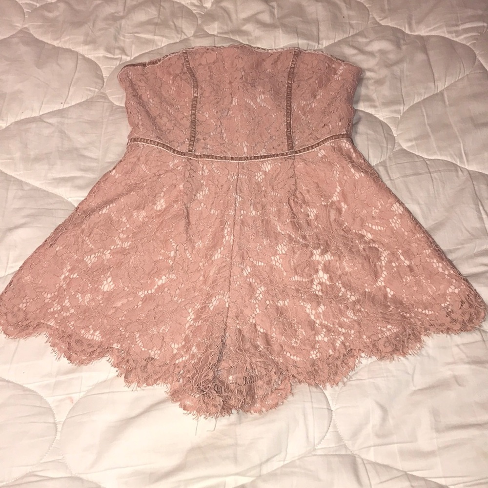 Pink lace romper